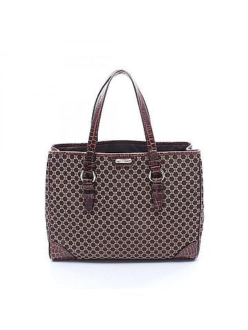 Céline Celine Macadam embossed tote bag/handbag, canvas and leather, women's, brown. (view 1)