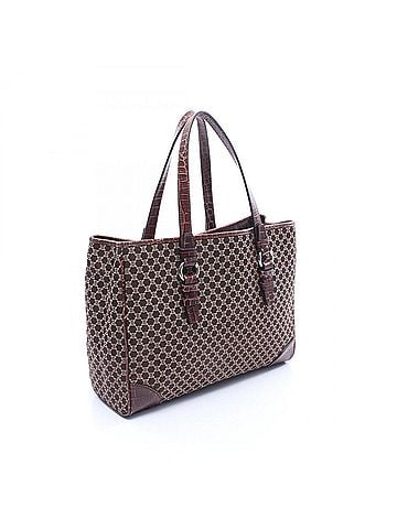 Céline Celine Macadam embossed tote bag/handbag, canvas and leather, women's, brown. (view 2)
