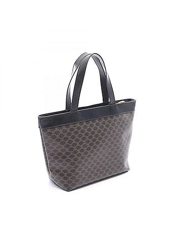 Céline Celine Macadam Tote Bag Handbag, Coated Canvas Leather, Women's, Black/Brown (view 2)