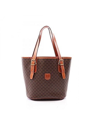 Céline Celine Macadam Tote Bag Handbag, Coated Canvas Leather, Women's, Brown (view 1)