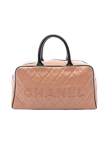 Chanel Chanel Matelassé Bowling Bag Tote Handbag Caviar Skin (Grained Calf) Patent Leather Women's Brown/Black (view 1)
