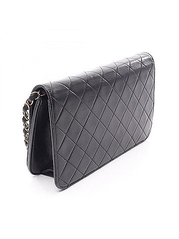 Chanel Chanel Matelassé Full Flap Push-Lock Shoulder Bag/Handbag, Lambskin Leather, Women's, Black (view 2)