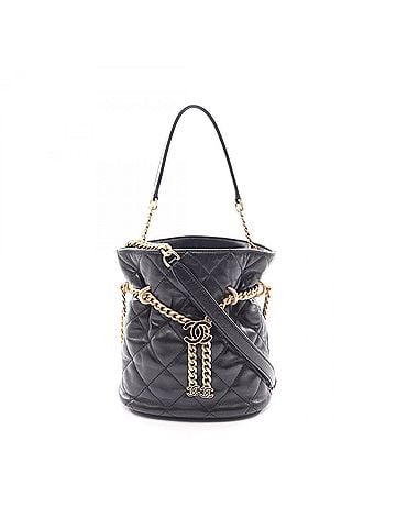 Chanel Chanel Matelassé Drawstring Bucket Bag, 2-Way Shoulder Bag/Handbag, Lambskin Leather, Women's, Black (view 1)