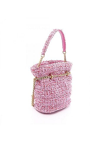 Chanel Chanel Matelassé Drawstring Bucket Bag, 2-Way Shoulder Bag/Handbag, Fabric, Women's, Pink (view 2)