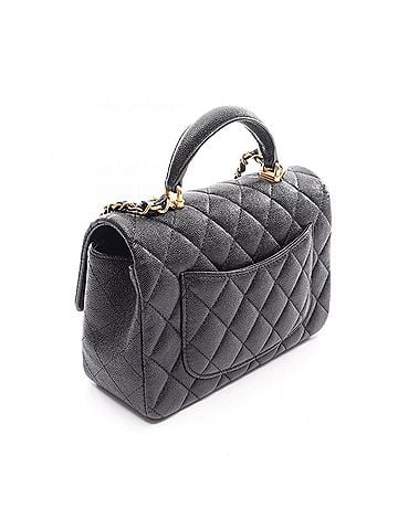Chanel Chanel Matelassé Top Handle Mini Flap 2-Way Shoulder Bag/Handbag, Leather, Women's, Black (AS2431) (view 2)