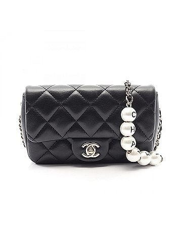 Chanel Chanel Matelassé Small Flap Shoulder Bag/Handbag, Lambskin Leather, Women's, Black (view 1)