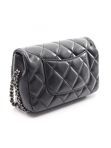 Chanel Chanel Matelassé Small Flap Shoulder Bag/Handbag, Lambskin Leather, Women's, Black (view 2)