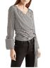 Alice + Olivia 100% Silk Stripes Black White Long Sleeve Blouse Size S - photo 1
