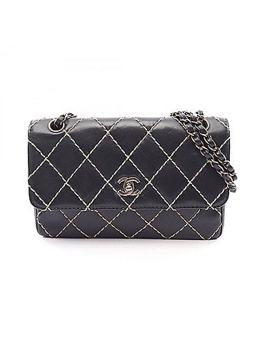 Chanel Chanel Wild Stitch Shoulder Bag Handbag Leather Women's Black (view 1)