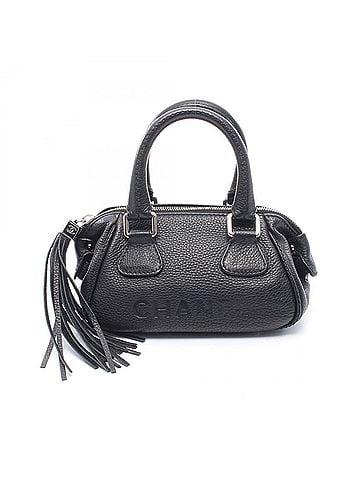 Chanel Chanel logo handbag, leather, women's, black. (view 1)