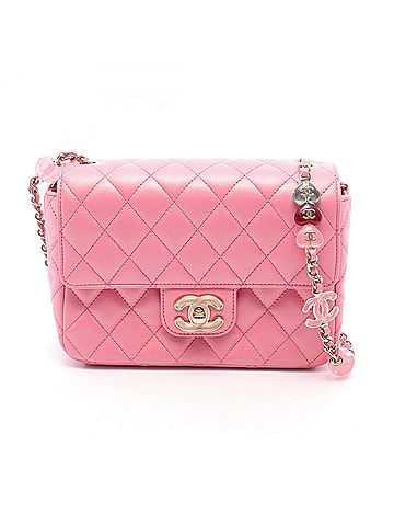 Chanel Chanel Matelassé Mini Flap Bag, Shoulder Handbag, Leather, Women's, Pink (view 1)