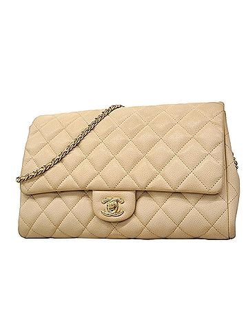 Chanel Chanel Matelassé Chain Shoulder Bag, Caviar Leather, Ivory/Champagne, Women's, P3057679 (view 1)