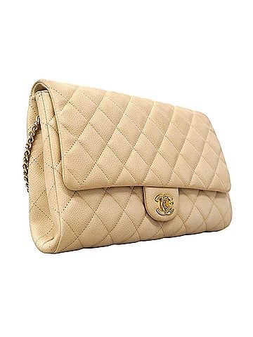 Chanel Chanel Matelassé Chain Shoulder Bag, Caviar Leather, Ivory/Champagne, Women's, P3057679 (view 2)