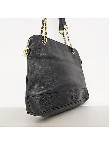 Chanel Chanel Triple Coco Chain Shoulder Bag, Caviar Leather, Black, Women's, P3057673 (view 2)