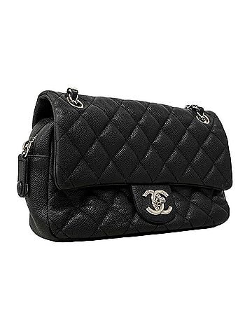 Chanel Chanel Matelassé Shoulder Bag, Double Chain, Caviar Leather, Black, Women's, P3043372 (view 2)