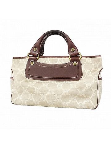 Céline Celine Triomphe Canvas Handbag, Beige/Brown, Women's, P3034943 (view 1)