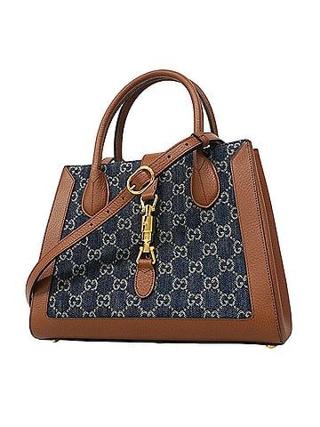Gucci Gucci New Jackie Handbag 649016 Denim Leather Blue Brown 2-way Bag for Women P3025741 (view 1)