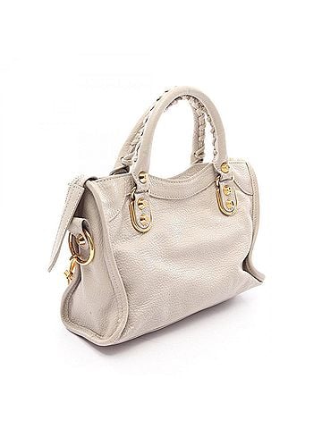 Balenciaga Balenciaga Classic Metallic Edge Mini City 2-Way Handbag, Leather, Women's, Beige, 390160 (view 2)