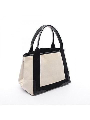 Balenciaga Balenciaga NAVY CABAS S Navy Cabas Tote Bag Handbag Canvas Leather Women's White/Black 339933 (view 2)
