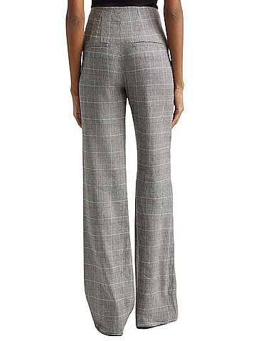 Veronica Beard Jude High Waist Wide Leg Glen Plaid Pants Casual Pants (view 2)