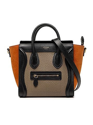 Céline Celine Luggage Nano Shopper Handbag/Shoulder Bag, 2-Way, Black, Brown, Gray, Suede Leather, Women's CELINE (view 1)