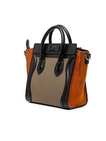 Céline Celine Luggage Nano Shopper Handbag/Shoulder Bag, 2-Way, Black, Brown, Gray, Suede Leather, Women's CELINE (view 2)