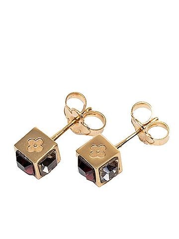 Louis Vuitton Louis Vuitton Gamble Cube Stud Earrings M75479 Gold Plated Swarovski Women's LOUIS VUITTON (view 2)