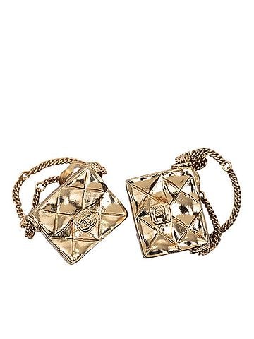 Chanel Chanel Coco Mark Matelassé Handbag Motif Earrings 02P Gold Plated Women's CHANEL (view 1)