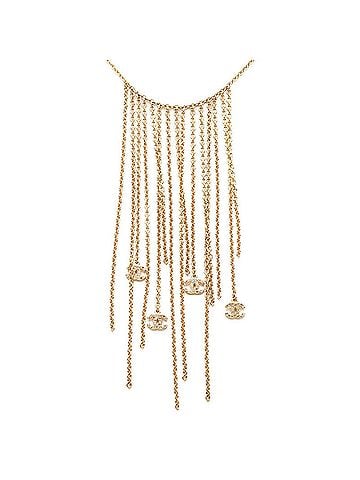 Chanel Chanel Coco Mark Necklace 01P Gold Plated Rhinestone Women's CHANEL (view 1)