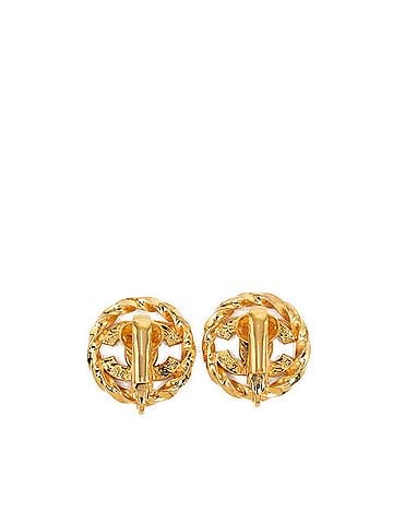 Chanel Chanel Coco Mark Round Earrings, Gold Plated, Rhinestone, Women's CHANEL (view 2)
