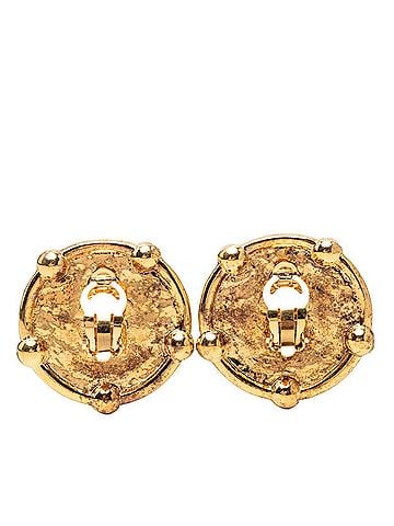Chanel Chanel Vintage Coco Mark Round Earrings, Gold Plated, Women's CHANEL (view 2)