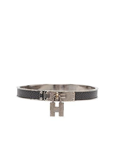 Hermès Hermes Kelly Bangle, Silver and Gray Metal Leather, Women's (view 1)