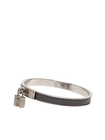 Hermès Hermes Kelly Bangle, Silver and Gray Metal Leather, Women's (view 2)