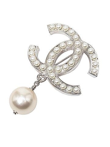 Chanel Chanel Coco Mark Brooch 06V Silver Metal Faux Pearl Women's CHANEL (view 1)