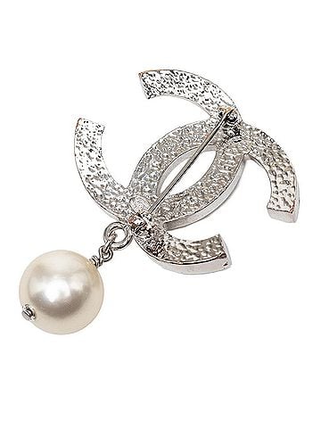 Chanel Chanel Coco Mark Brooch 06V Silver Metal Faux Pearl Women's CHANEL (view 2)