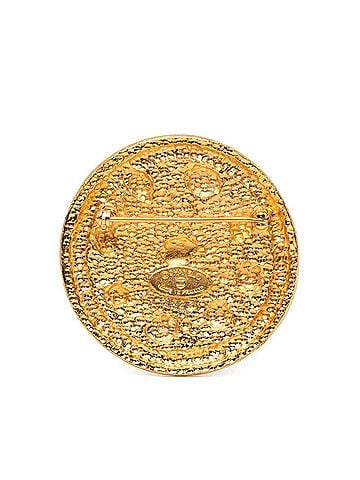 Chanel Chanel Coco Mark Round Brooch, Gold Plated, Women's. (view 2)