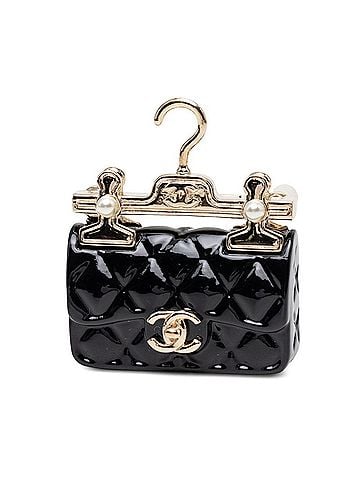 Chanel Chanel Coco Mark Matelassé Motif Brooch, B23C Stamp, Black Metal, Plastic, Faux Pearl, Women's. (view 1)
