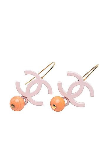Chanel Chanel Coco Mark Hook Earrings, 03S Engraving, Pink Plated Plastic, Women's CHANEL (view 1)
