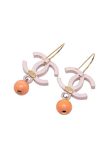 Chanel Chanel Coco Mark Hook Earrings, 03S Engraving, Pink Plated Plastic, Women's CHANEL (view 2)