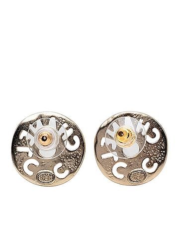 Chanel Chanel Logo Earrings A19C Gold Plated Faux Pearl Rhinestone Women's CHANEL (view 2)