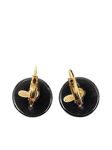 Chanel Chanel Coco Mark Earrings 01A Gold Black Plated Plastic Women's CHANEL (view 2)