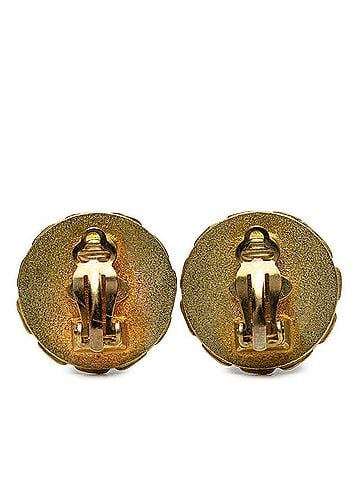 Chanel Chanel Coco Mark Vintage Earrings 95P Gold Black Plated Women's CHANEL (view 2)