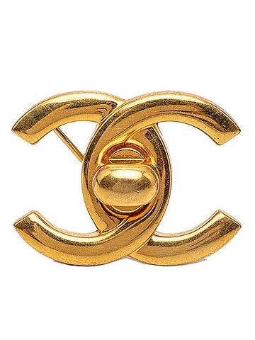 Chanel Chanel Vintage Coco Mark Turnlock Brooch 97P Gold Plated Women's CHANEL (view 1)
