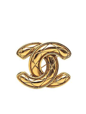 Chanel Chanel Matelassé Coco Mark Brooch, Gold Plated, Women's CHANEL (view 1)