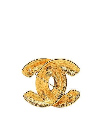 Chanel Chanel Matelassé Coco Mark Brooch, Gold Plated, Women's CHANEL (view 2)