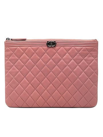 Chanel Chanel Coco Mark Boy Clutch Bag Pink Lambskin Women's CHANEL (view 1)