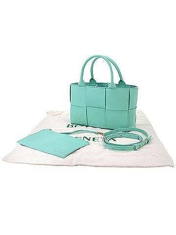 Bottega Veneta Bottega Veneta Intrecciato Mini The Arco 2-way Hand/Shoulder Handbag, Leather, Light Blue (view 2)
