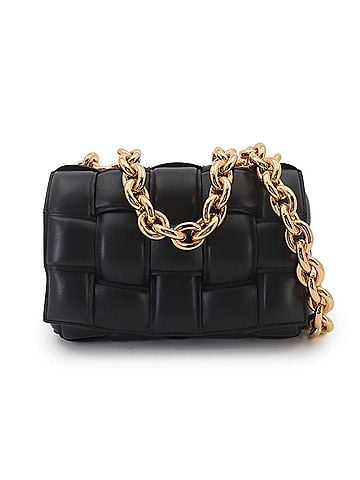 Bottega Veneta Bottega Veneta Intrecciato Chain Cassette 2-way Hand/Shoulder Handbag Leather Black 631421 (view 1)