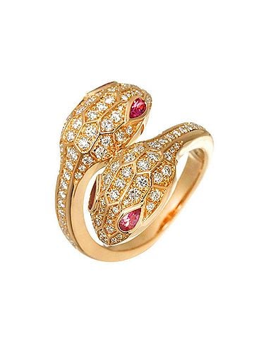 Bvlgari Bulgari BVLGARI Serpenti Seduttori #49 Ring with Diamonds and Rubellite, 18K PG Pink Gold 750 (view 1)
