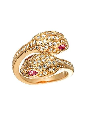 Bvlgari Bulgari BVLGARI Serpenti Seduttori #49 Ring with Diamonds and Rubellite, 18K PG Pink Gold 750 (view 2)